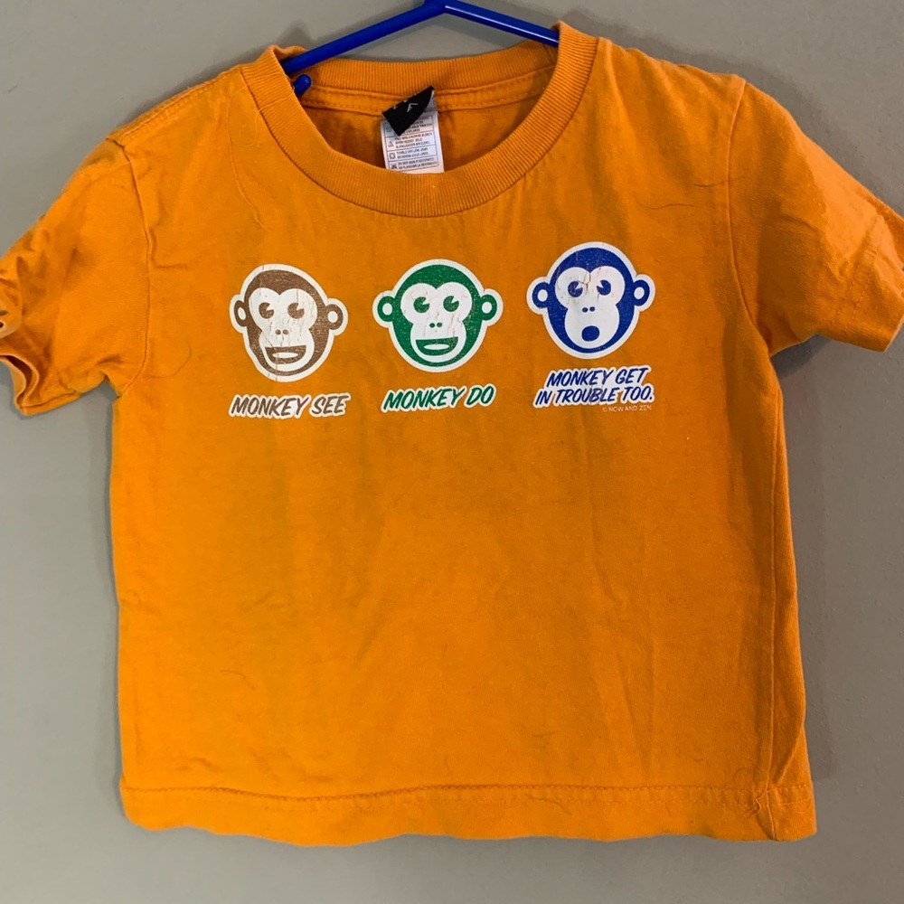 Playful Orange Cartoon Monkey Short Sleeve Tee